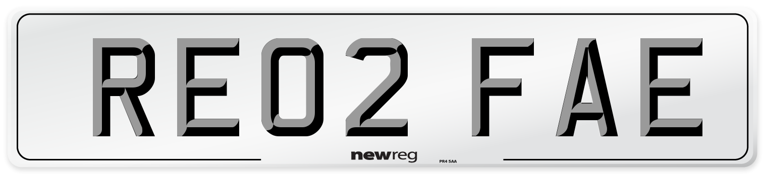 RE02 FAE Number Plate from New Reg